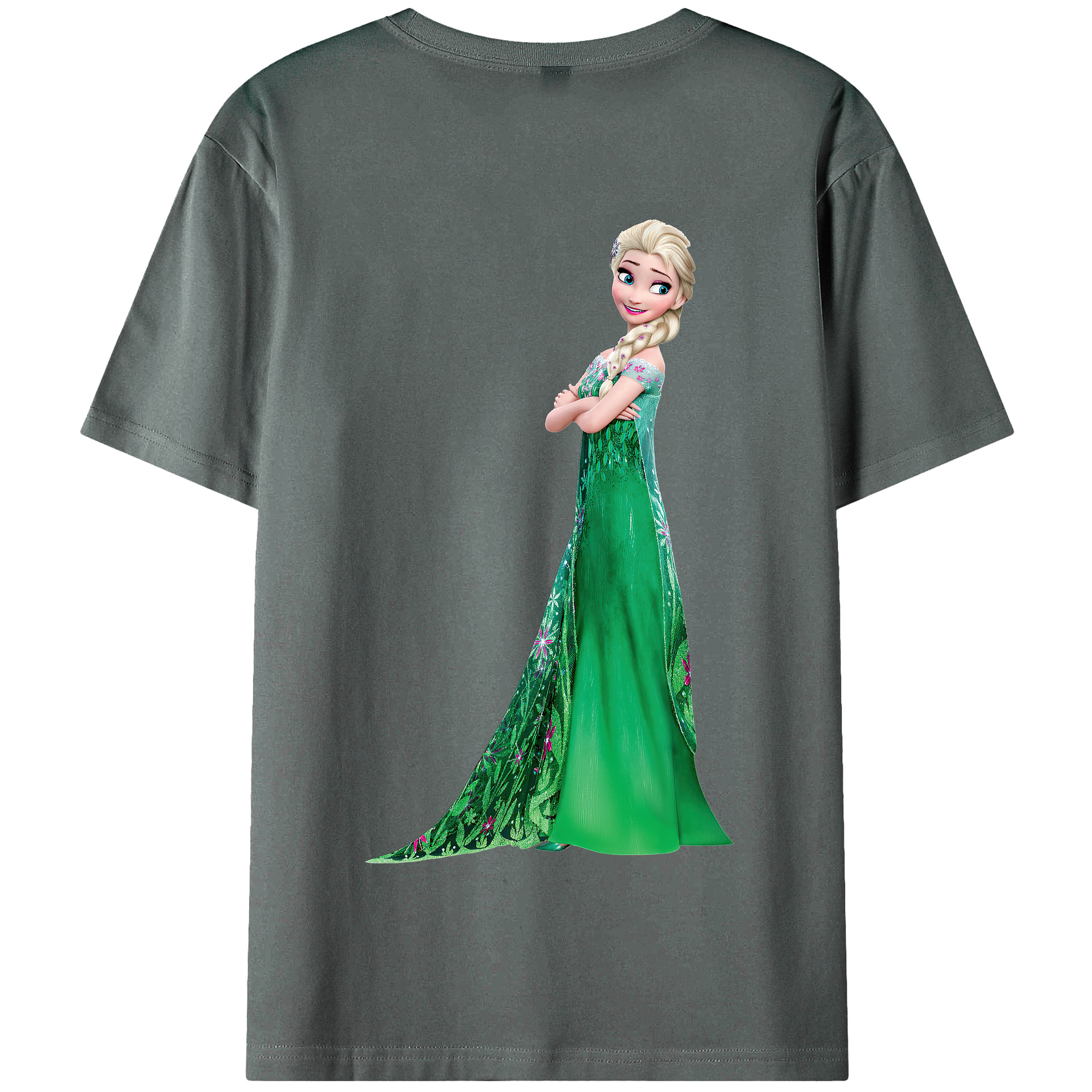（画像用） アナと雪の女王 アンナ エルサ Frozen Anna Elsa 綿100％半袖Tシャツ（背面プリント）